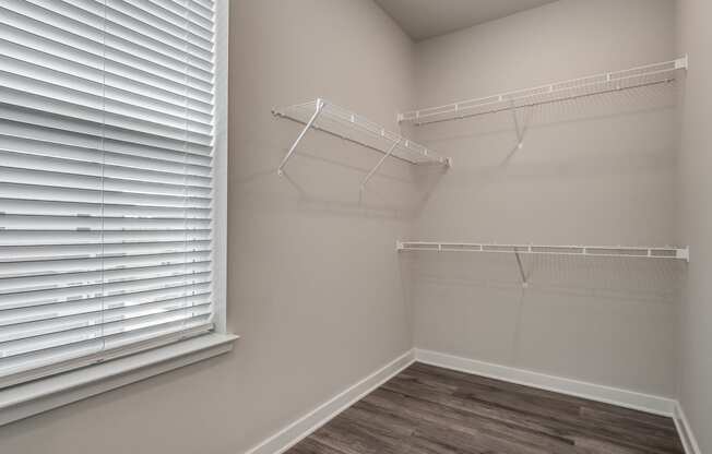 Walk-In Closet With Built-In Shelving