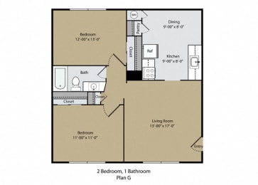 2 beds, 1 bath, 832 sqft, $1,641