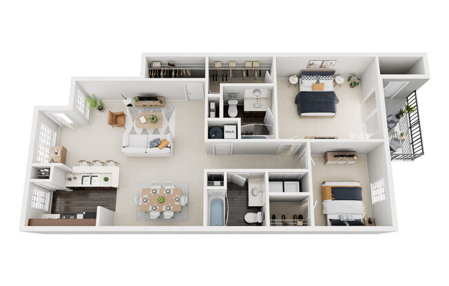 2 beds, 2 baths, 1,234 sqft, $1,221