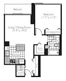 1 bed, 1 bath, 665 sqft, $2,513