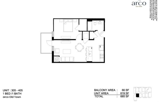 1 bed, 1 bath, 620 sqft, $3,050, Unit 1552-405