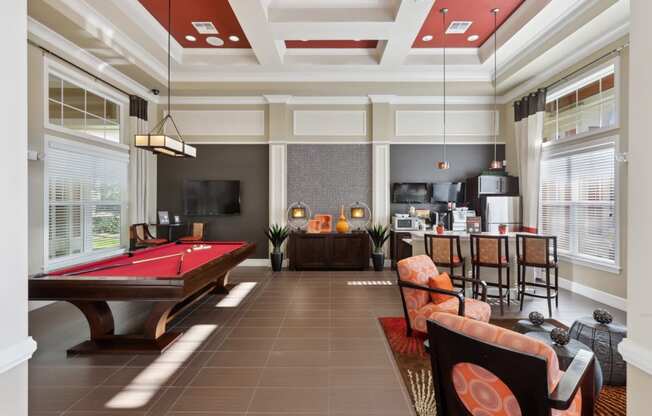 Stylish Lounge with Billiards and Coffee Bar at The Amalfi Clearwater Apartments