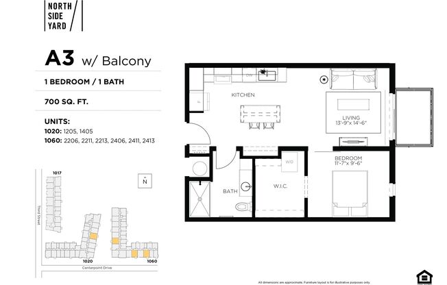 1 bed, 1 bath, 700 sqft, $1,350, Unit 2313
