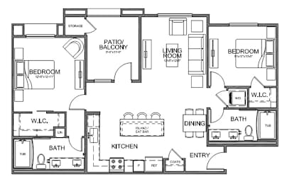 2 beds, 2 baths, 1,076 sqft, $2,995