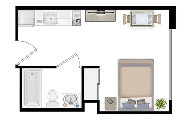 Studio, 1 bath, 267 sqft, $1,250, Unit 705