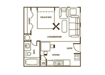 Studio, 1 bath, 390 sqft, $796