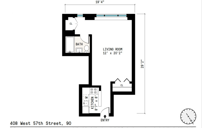 Studio, 1 bath, $2,900, Unit 9O