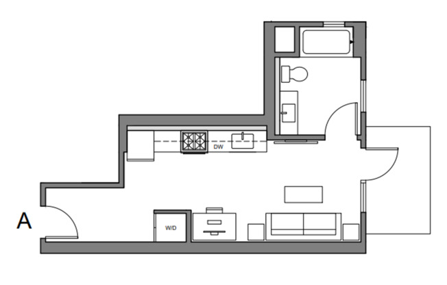 Studio, 1 bath, 396 sqft, $2,340, Unit 301