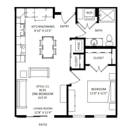 1 bed, 1 bath, 622 sqft, $1,735