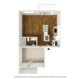 1 bed, 1 bath, 674 sqft, $833