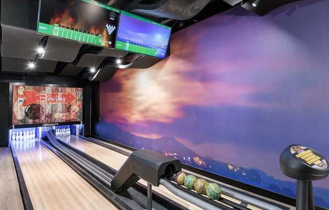 Mini bowling in the gaming lounge