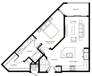 1 bed, 1 bath, 766 sqft, $1,517