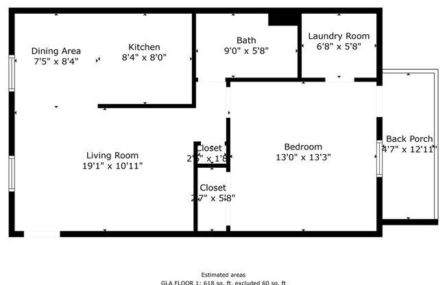 1 bed, 1 bath, 614 sqft, $899