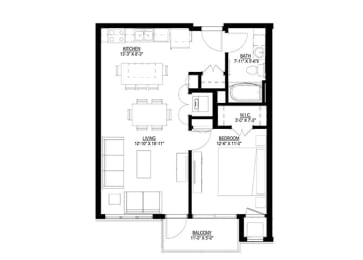 1 bed, 1 bath, 718 sqft, $1,336