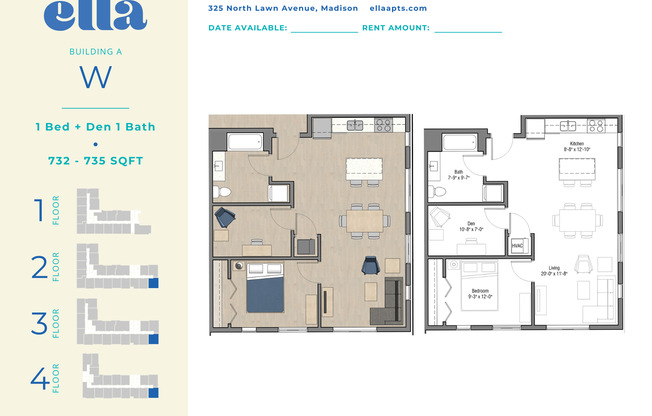 1 bed, 1 bath, 732 sqft, $1,495, Unit A202