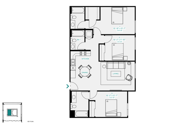 3 beds, 3 baths, 1,200 sqft, $3,750, Unit 206 - Full