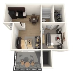 1 bed, 1 bath, 483 sqft, $1,260