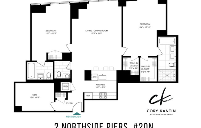 2 beds, 2.5 baths, 1,396 sqft, $10,395, Unit 20N
