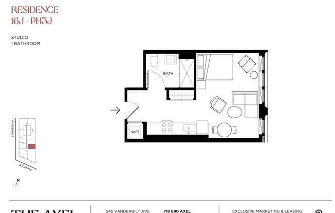 Studio, 1 bath, $3,300, Unit PH3J