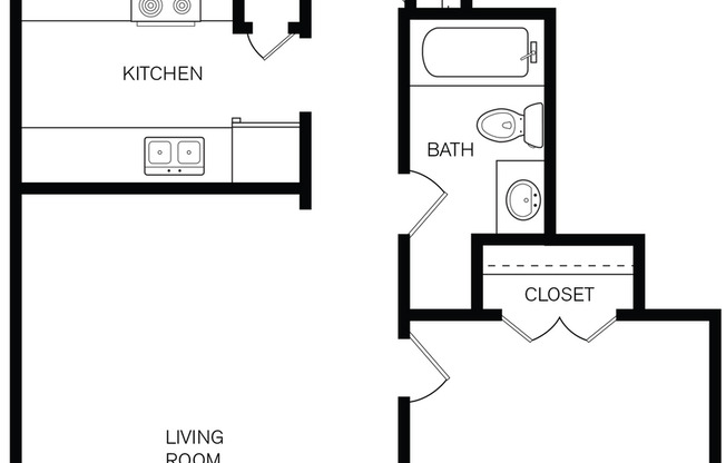 1 bed, 1 bath, 690 sqft, $825