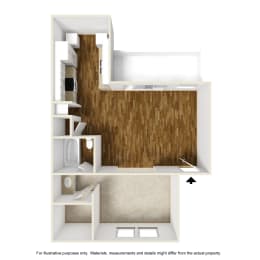 Studio, 1 bath, 602 sqft, $1,282