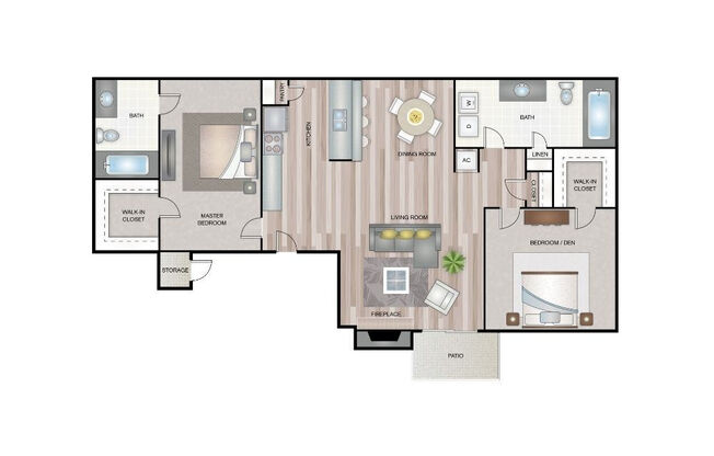 2 beds, 2 baths, 950 sqft, $1,239