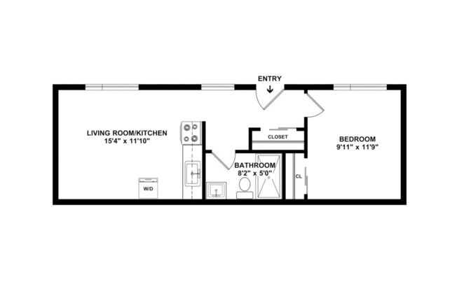 1 bed, 1 bath, 431 sqft, $2,125