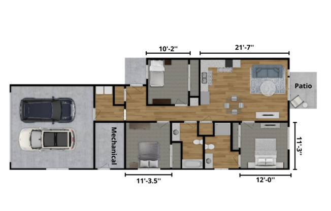 3 beds, 2 baths, 1,198 sqft, $1,895