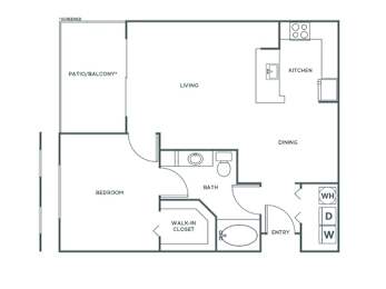 1 bed, 1 bath, 816 sqft, $1,557