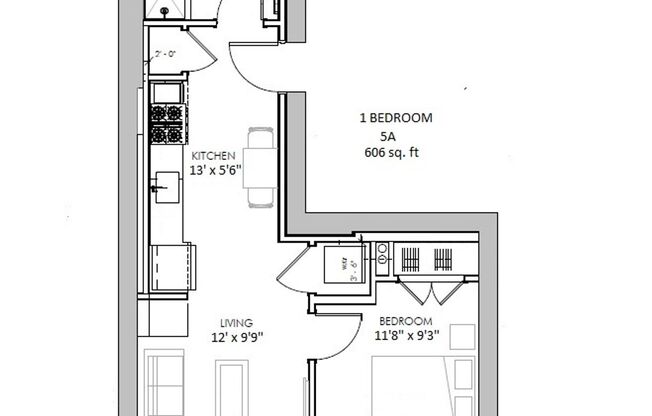 1 bed, 1 bath, 602 sqft, $1,775, Unit 501