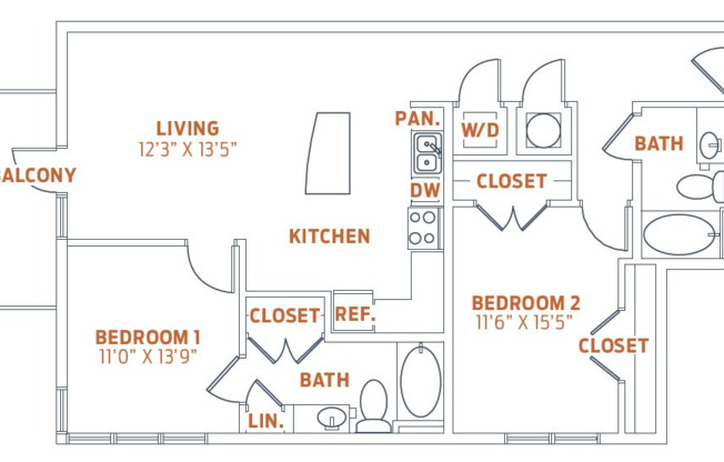 2 beds, 2 baths, 1,102 sqft, $2,380