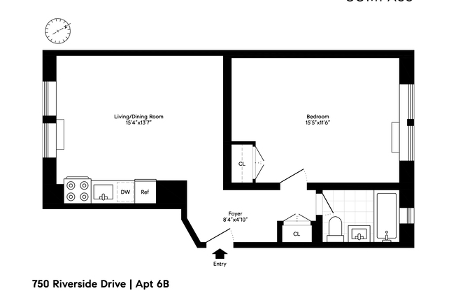 1 bed, 1 bath, $2,550, Unit 6B