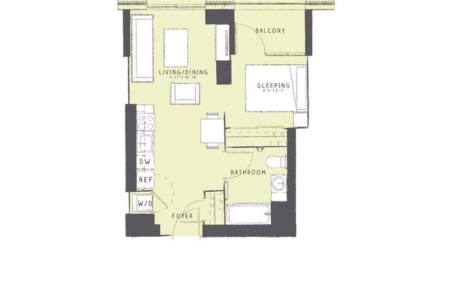 Studio, 1 bath, 478 sqft, $2,495, Unit 3108