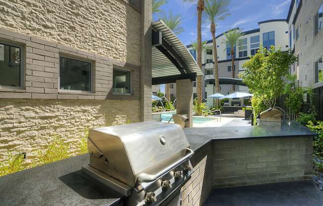 BBQ grills and outdoor island kitchen