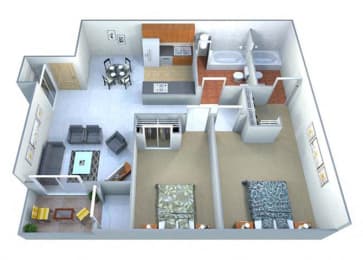 2 beds, 2 baths, 770 sqft, $1,202