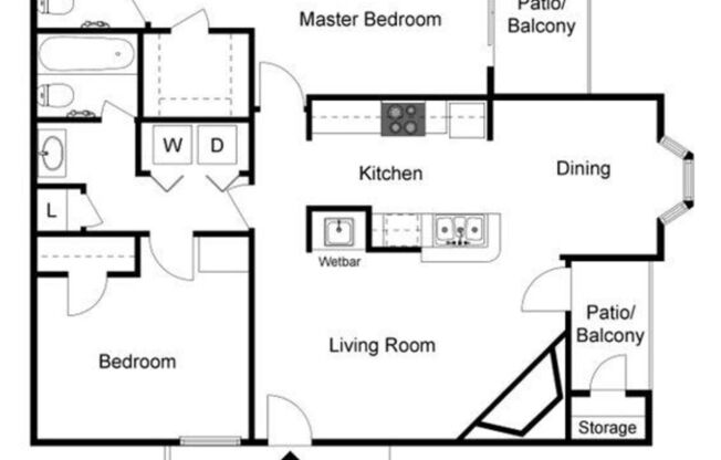 2 beds, 2 baths, 950 sqft, $1,365