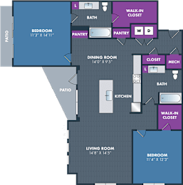 2 beds, 2 baths, 1,313 sqft, $2,659