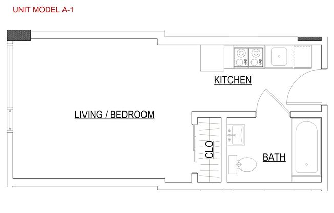 Studio, 1 bath, 390 sqft, $2,760, Unit 345 6th St, Unit 502