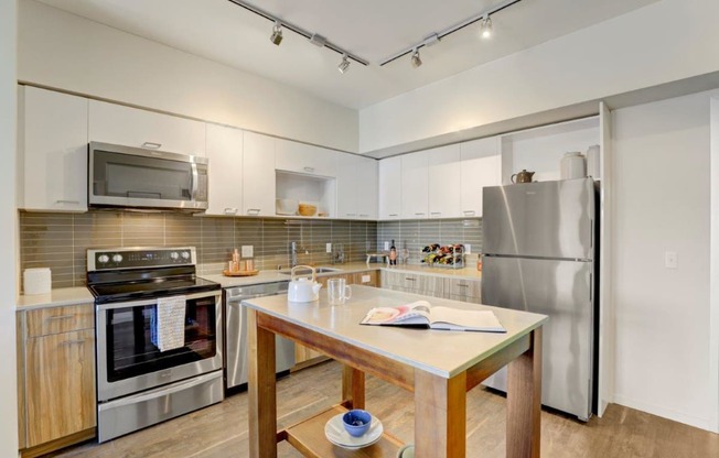 Sparc Apartments Model Kitchen and Island