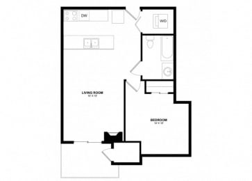 1 bed, 1 bath, 545 sqft, $1,555