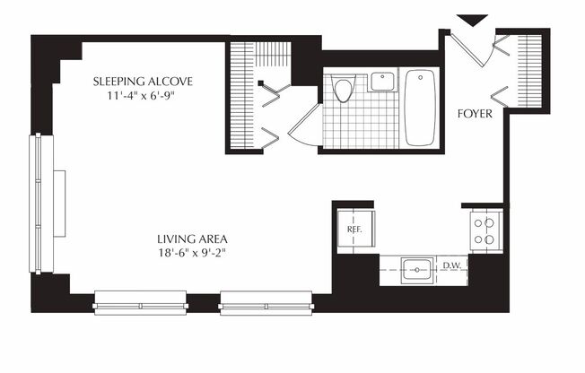 1 bed, 1 bath, 539 sqft, $4,650, Unit 17E