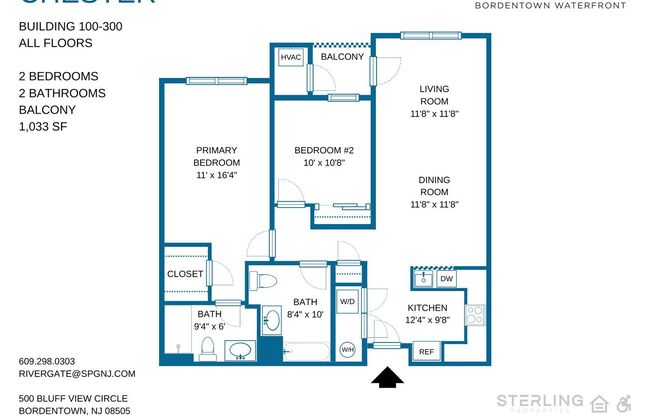 2 beds, 2 baths, 1,033 sqft, $2,230, Unit 3301
