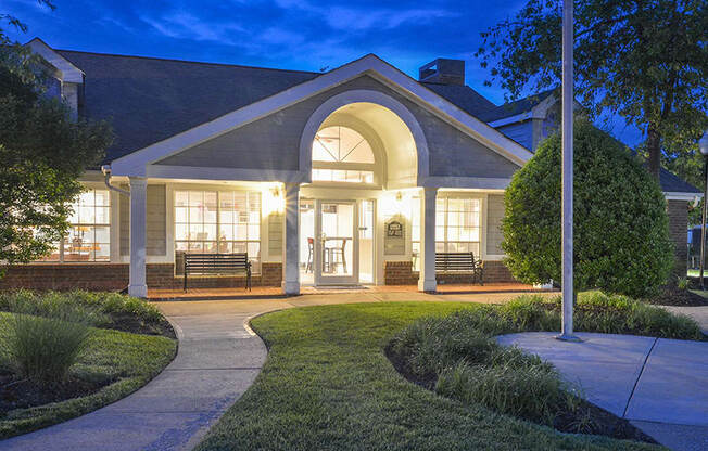 Clubhouse Entrance at Dusk