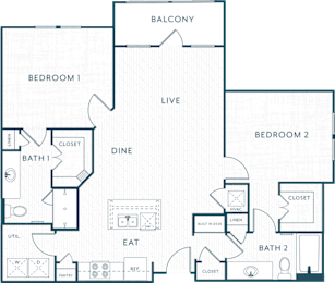 2 beds, 2 baths, 1,204 sqft, $1,882