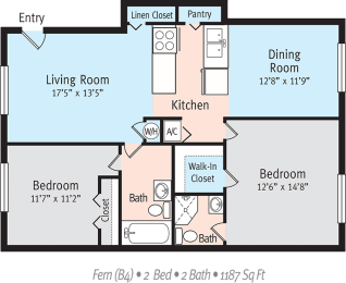 2 beds, 2 baths, 1,187 sqft, $1,455