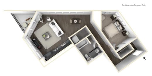 1 bed, 1 bath, 808 sqft, $2,060