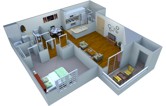 1 bed, 1 bath, 751 sqft, $1,245