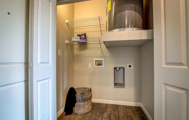 a laundry room with a washer and dryer