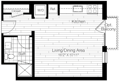 Studio, 1 bath, 441 sqft, $2,395