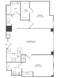 2 beds, 2 baths, 1,155 sqft, $3,698